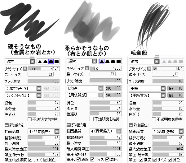 筆設定の紹介-SAIイラストメイキング